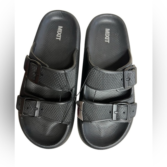 NWT Mixit 2 Buckle Cushion Black Sandals 10 - Picture 3 of 8